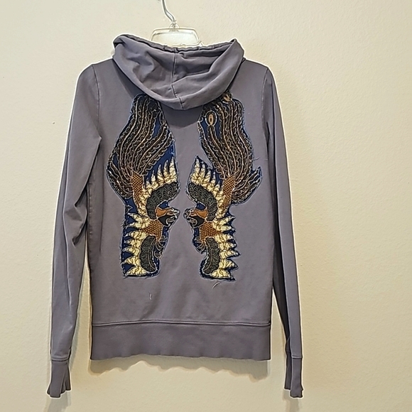 Free People Vintage Embroidered Zip up Hoodie Sweatshirt M - Picture 3 of 14